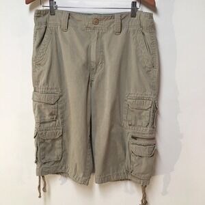 Roebuck & Co Men 32 Shorts Beige Cargo Long 100% Cotton Fisherman Hiking Outdoor